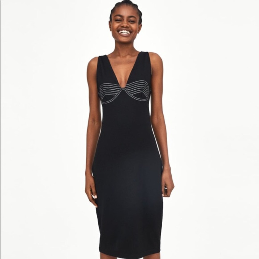 ❤️LAST CHANCE❤️ Zara Trafaluc Contrast Stitch Midi Dress